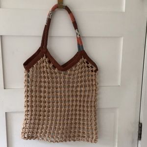 Free People Net tote with beaded handle- beautiful !